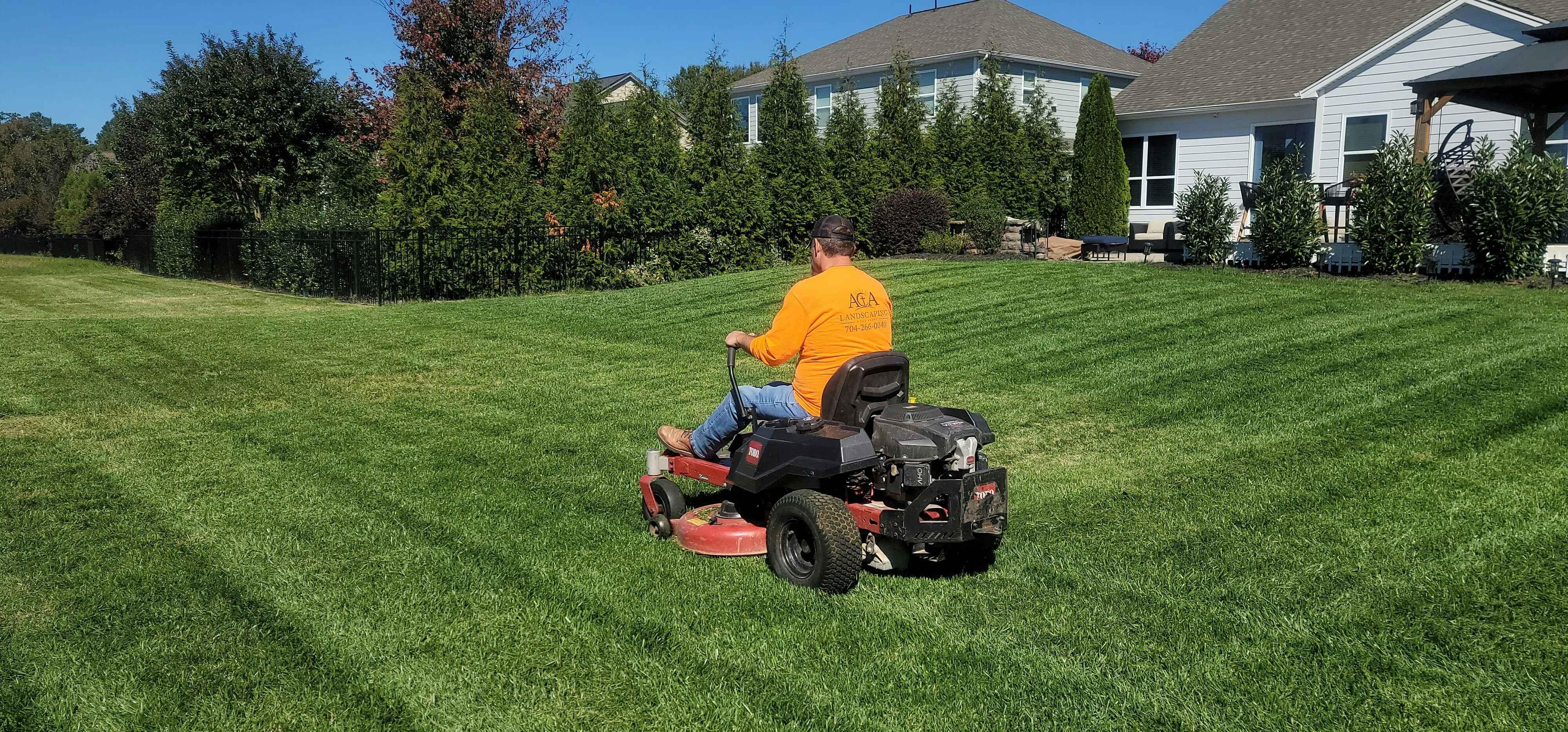 Mowing lawn
